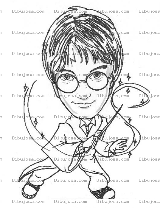 Dibujo para colorear Dibujo De Harry Potter Con Su Varita Magica Para Pintar Y Colorear A Harrypoter
