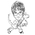 Dibujo para colorear Dibujo De Harry Potter Con Su Varita Magica Para Pintar Y Colorear A Harrypoter