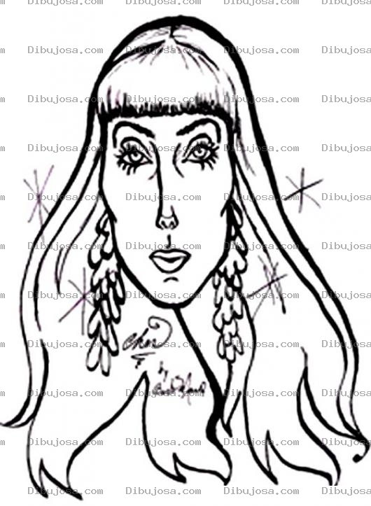 Dibujo para colorear Dibujo De Cher Con Aretes Largos Para Pintar Y Colorear
