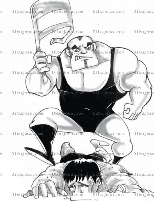 Dibujo para colorear Luchadores De Lucha Libre Para Pintar Y Colorear Dibujo De Pelea Con El Respaldo De Una Silla