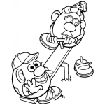 Dibujo para colorear Dibujo Del Senor Cara De Papa Y La Senora Cara De Papa En Un Subibaja Para Pintar Y Colorear