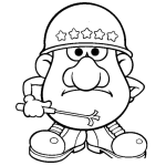 Dibujo para colorear Dibujo Del Senor Cara De Papa Con Casco De Militar Para Pintar Y Colorear