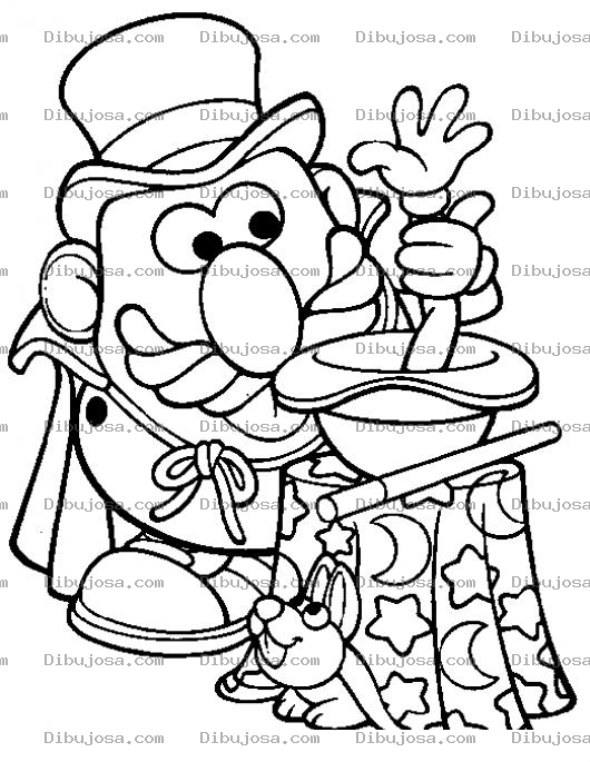 Dibujo para colorear Dibujo Del Senor Cara De Papa Haciendo Magia