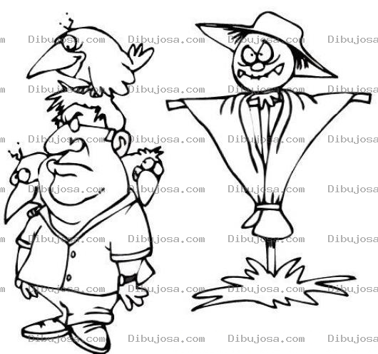 Dibujo para colorear Dibujo De Hombre Con Un Espantapajaros Inefectivo E Infructuoso Para Pintar Y Colorear