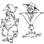 Dibujo para colorear Dibujo De Hombre Con Un Espantapajaros Inefectivo E Infructuoso Para Pintar Y Colorear