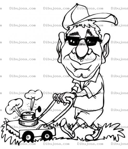Dibujo para colorear Dibujo De Hombre Podando El Cepsed Con Maquina Podadora De Gasolina Para Pintar Y Colorear
