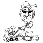 Dibujo para colorear Dibujo De Hombre Podando El Cepsed Con Maquina Podadora De Gasolina Para Pintar Y Colorear
