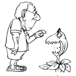 Dibujo para colorear Dibujo De Abuelito Con Planta Carnivora Para Pintar Y Colorear