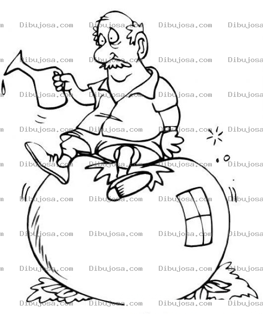 Dibujo para colorear Dibujo De Senor Sentado Sobre Un Tomate Para Pintar Y Colorear