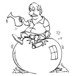 Dibujo para colorear Dibujo De Senor Sentado Sobre Un Tomate Para Pintar Y Colorear