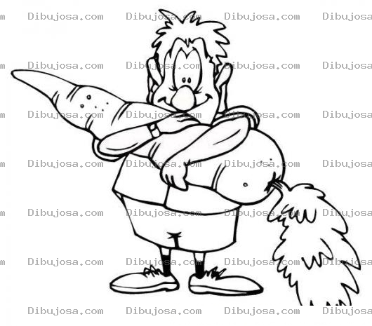 Dibujo para colorear Dibujo De Hombre Abrazando Una Super Zanahoria Gigante Para Pintar Y Colorear