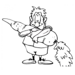 Dibujo para colorear Dibujo De Hombre Abrazando Una Super Zanahoria Gigante Para Pintar Y Colorear