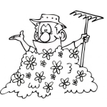 Dibujo para colorear Dibujo De Un Jardinero Metido En Un Matorral Para Pintar Y Colorear Hombre Escondio Dentro De Un Arbusto