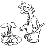 Dibujo para colorear Dibujo De Un Conejo Robando Tomates Para Pintar Y Colorear