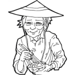 Dibujo para colorear Dibujo De Viejito Chinito Comiendo Con Palillos Chinos Para Pintar Y Colorear Abuelito Chinito