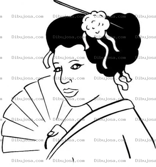 Dibujo para colorear Dbiju De Chinita Con Abanico Para Pintar Y Colorear