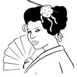 Dibujo para colorear Dbiju De Chinita Con Abanico Para Pintar Y Colorear