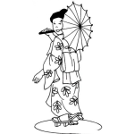 Dibujo para colorear Dibujo De Chinita Con Sombrilla Y Kimono Para Colorear Y Pintar