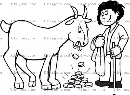 Dibujo para colorear Dibujo De Cabra Escupiendo Monedas De Oro Para Pintar Y Colorear