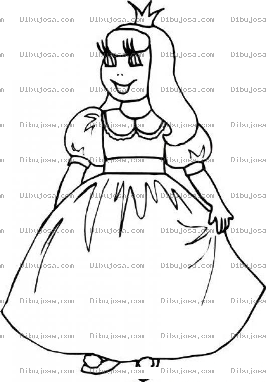 Dibujo para colorear Dibujo De Nina Princesita Con Vestidito Largo Y Pestanas Largas Para Pintar Y Colorear