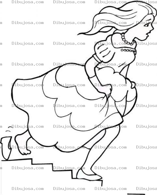 Dibujo para colorear Dibujo De Cenicienta Dejando Su Zapatilla Para Pintar Y Colorear Cenicienta Bajando Las Gradas
