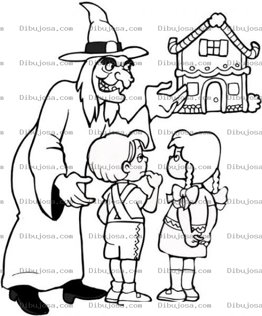 Dibujo para colorear Dibujo De La Bruja De Hanzel Y Gretel Para Pintar Y Colorear