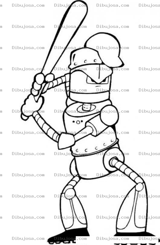 Dibujo para colorear Dibujo De Robot Pelotero Para Pintar Y Colorear Robot Beisbolista Con Bate De Baseball