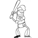 Dibujo para colorear Dibujo De Robot Pelotero Para Pintar Y Colorear Robot Beisbolista Con Bate De Baseball