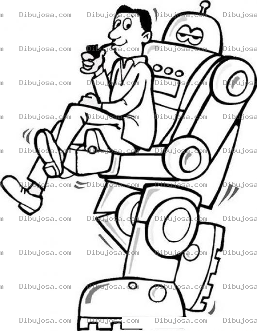 Dibujo para colorear Dibujo De Robot Cargadno A Un Hombre Para Pintar Y Colorear