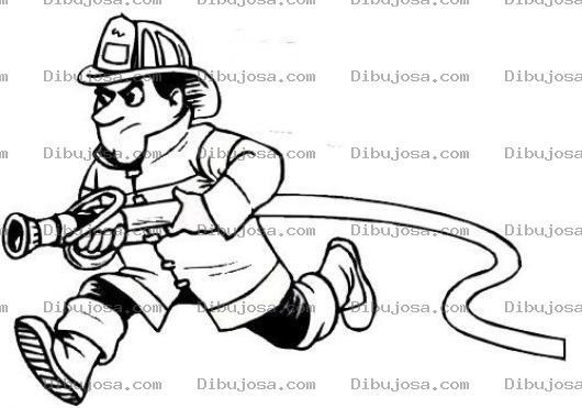 Dibujo para colorear Dibujo De Bombero Corriendo Con Una Manguera Para Pintar Y Colorear