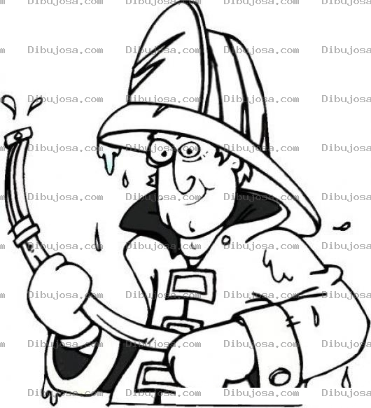 Dibujo para colorear Dibujo De Un Bombero Mojado Para Pintar Y Colorear