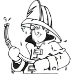 Dibujo para colorear Dibujo De Un Bombero Mojado Para Pintar Y Colorear