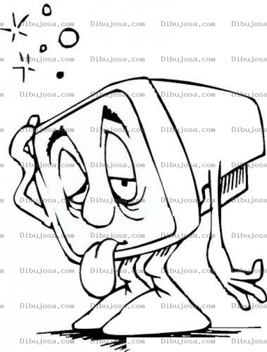 Dibujo para colorear Dibujo De Monitor De Computadora Cansado Agotado Y Mareado Para Pintar Y Colorear