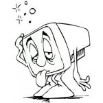 Dibujo para colorear Dibujo De Monitor De Computadora Cansado Agotado Y Mareado Para Pintar Y Colorear