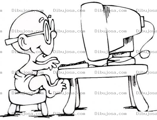 Dibujo para colorear Colorear Bebe En Computadora Dibujo De Nene Navegando En Internet