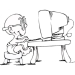 Dibujo para colorear Colorear Bebe En Computadora Dibujo De Nene Navegando En Internet