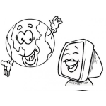 Dibujo para colorear Dibujo De La Tierra Y La Computadora Para Pintar Y Colorear