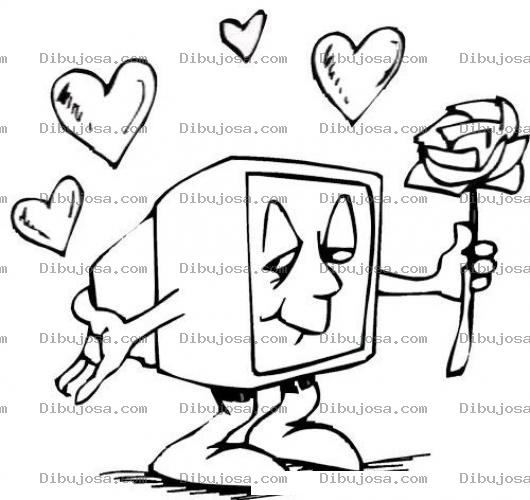 Dibujo para colorear Dibujo De Monitor Enamorado Para Pintar Y Colorear