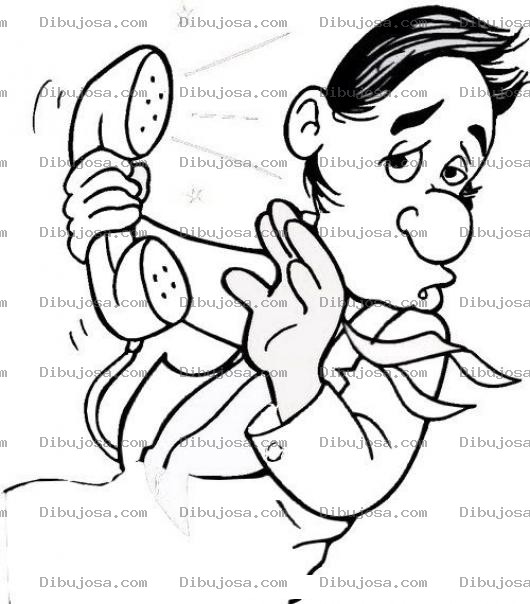 Dibujo para colorear Dibujo De Hombre Recibiendo Gritos Por Telefono Para Pintar Y Colorear