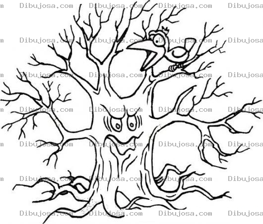Dibujo para colorear Dibujo De Arbol Tenebroso Sin Hojas Para Pintar Y Colorear