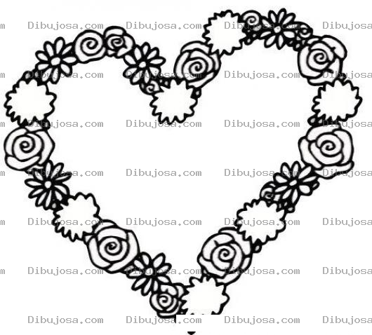 Dibujo para colorear Corazon De Flores Para Pintar Y Colorear