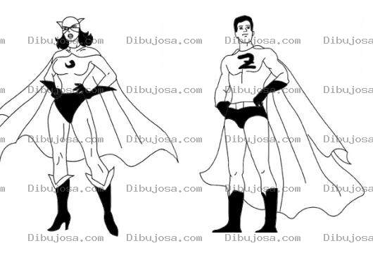 Dibujo para colorear Pareja De Super Heroes Para Pintar Y Colorear