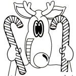 Dibujo para colorear Dibujo De Reno Con Dulces De Bastones De Navidad Para Pintar Y Colorear