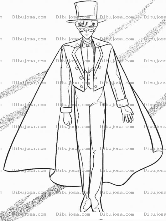 Dibujo para colorear Novio De Sailor Moon Con Tuxedo Y Capa Para Pintar Y Colorear