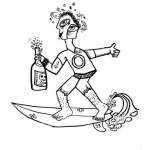 Dibujo para colorear Dibujo De Surfista Ebrio Para Pintar Y Colorear