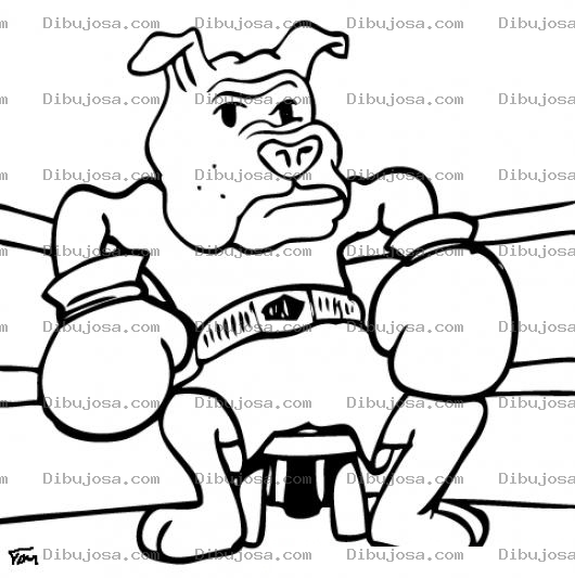 Dibujo para colorear Dibujo De Perro Boxeador Para Pintar Y Colorear Perro Boxer Con Guantes De Box