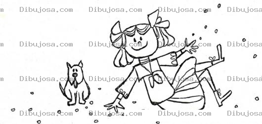 Dibujo para colorear Nina Con Perro Para Pintar Y Colorear