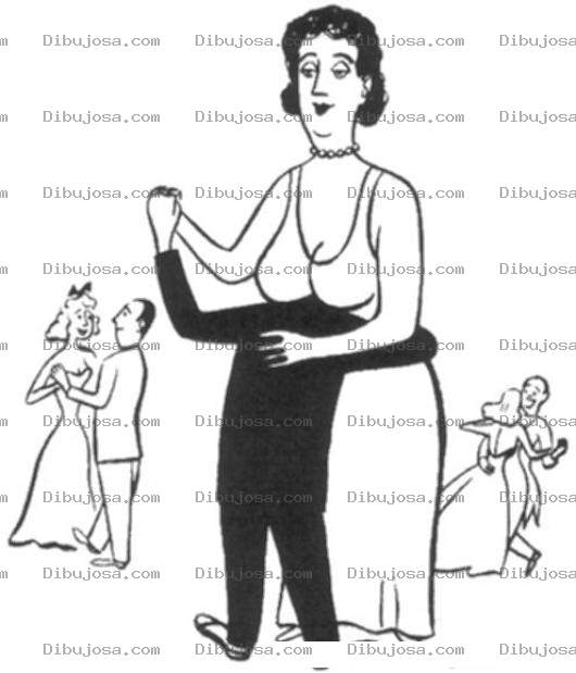 Dibujo para colorear Dibujo De Hombre Chiquito Bailando Con Mujer Pechugona Para Pintar Y Colorear