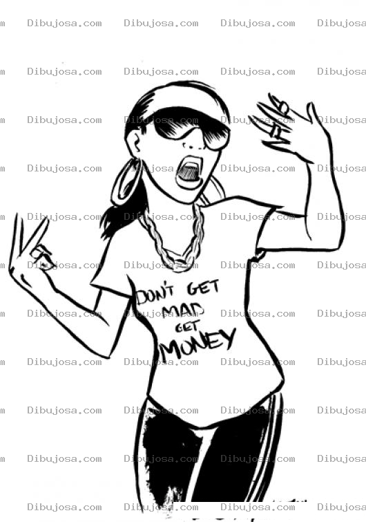 Dibujo para colorear Dibujo De Mujer Rapera Blim Blim Para Pintar Y Colorear