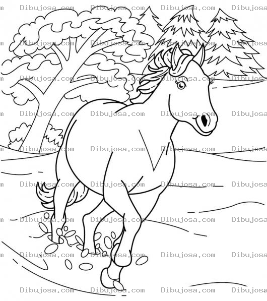 Dibujo para colorear caballo corriendo para pintar